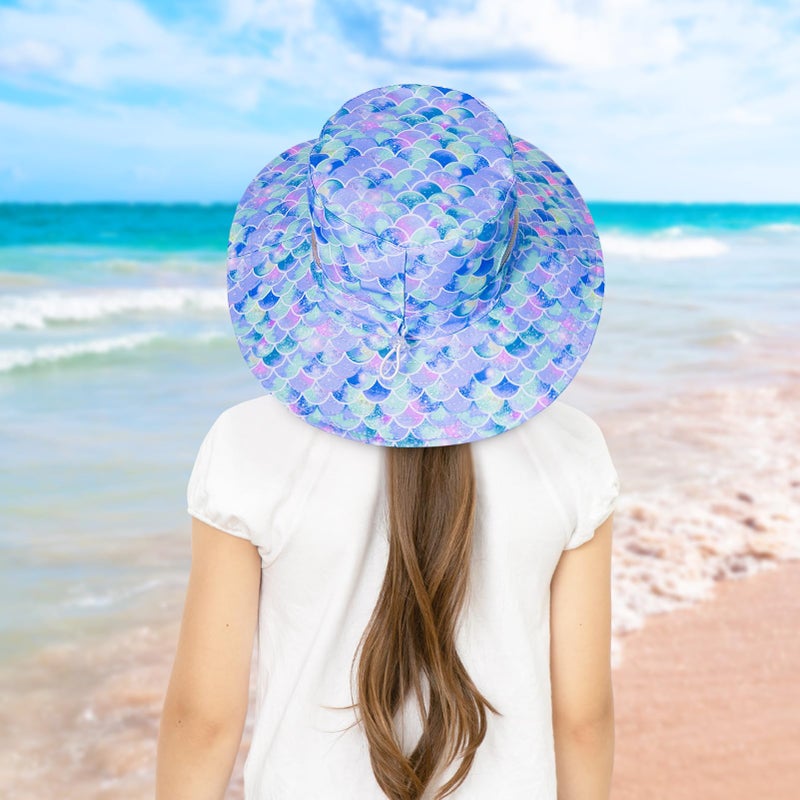 ICOSY Kids Sun Hat for Girls Mesh Bucket Hat Toddler UV Protection Beach Hat Kids Foldable Fishing Hat for Girls 2-8 Years Blue - Image 3